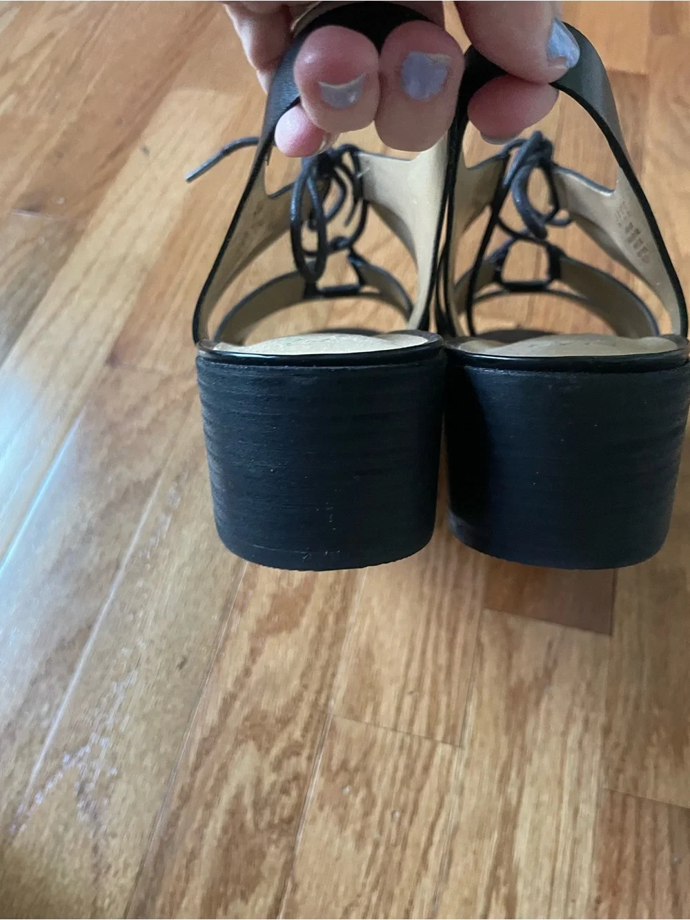 Naturalizer Leather Felicity Black Lace-Up Slingback Heels Size 9.5 Gladiator